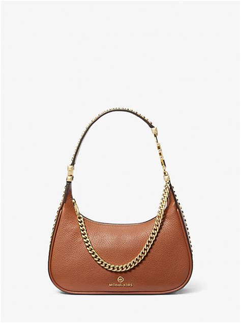 Piper Small Pebbled Leather Shoulder Bag .